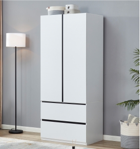 74.2" H 2-Doors 2-Drawers White Wooden Armoire