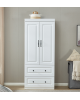 74''H Wardrobe Closet with 2 Doors White Armoire Wardrobe Closet