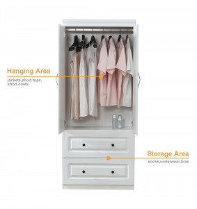 74''H Wardrobe Closet with 2 Doors White Armoire Wardrobe Closet