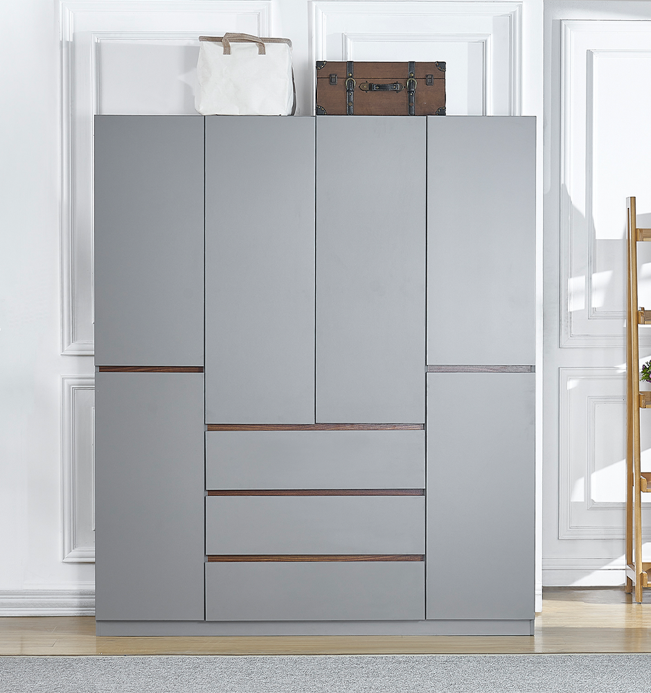 74.8" H Closet Wardrobe Closet with 4 Doors Wood Armoire Wardrobe