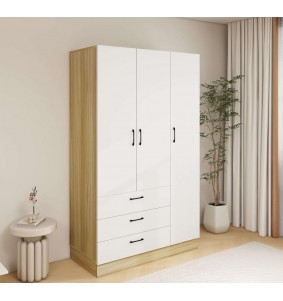 Modern 3 Closet Drawers for Clothes Cabinet Closet Wardrobe , 3 Door Armoire Wardrobe Closet with Mirror, White Wardrobe Closet