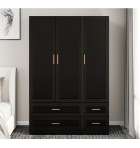 Armoire Wardrobe Closet, Wardrobe Closet with 4 Drawers and 3 Doors, Closet Organizers and Storage with Hanging Rail,Black