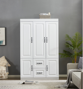 74''H White Armoire Wardrobe Closet with 3 Doors Wardrobe Closets Wood Storage Closet Cabinet