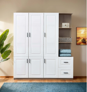 Armoire Wardrobe Closet 4 Doors White Wooden Bedroom Closet Freestandin