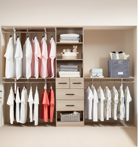 96 Inches Closet Organizer System Walk In Closet System with 4 Drawers