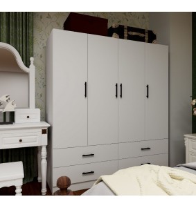 4 Doors Manufactured Wooden Wardrobe Armoire Closet  with 7 shelves,4 drawers and rod.