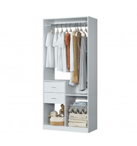  Wardrobe Closet Organizer System with Closet Drawers,Closet System for Hanging Clothes with Closet Shelves Wall Mounted, White