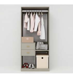 Wardrobe Closet Organizer System with Closet Drawers,Closet System  for Hanging Clothes with Closet Shelves Wall Mounted, Gray