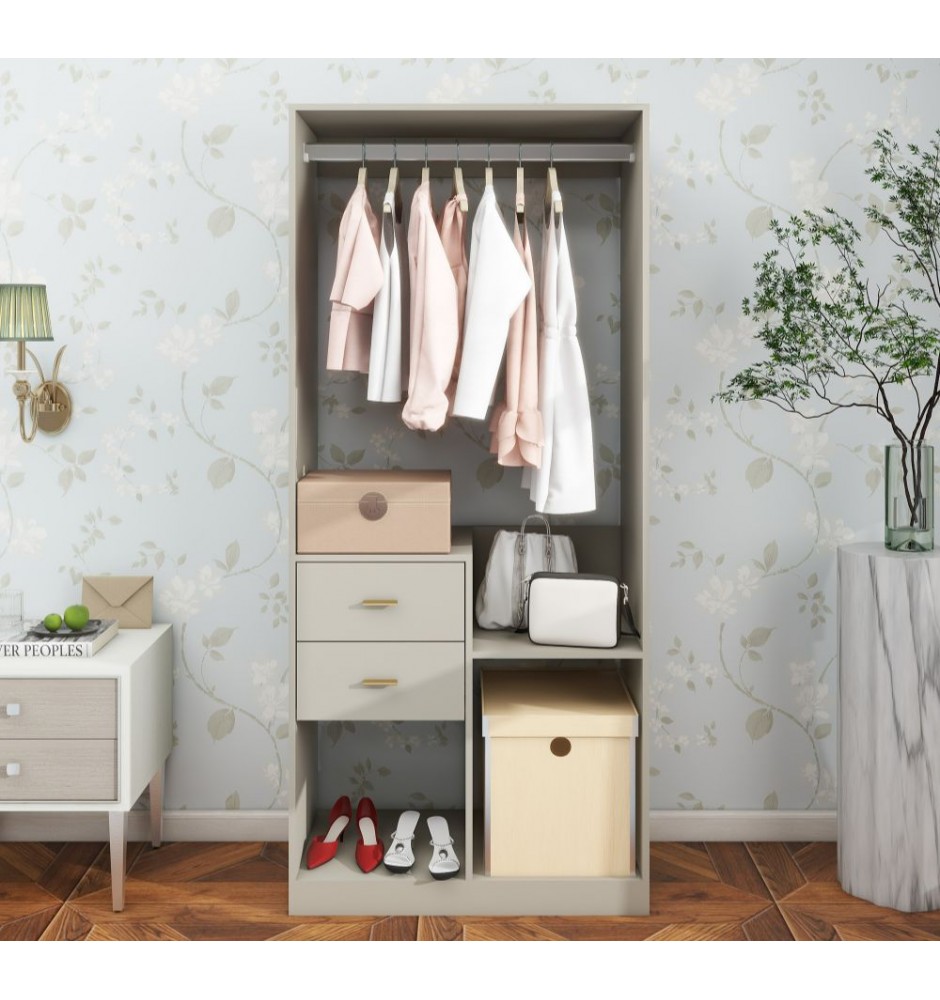 Wardrobe Closet Organizer System with Closet Drawers,Closet System  for Hanging Clothes with Closet Shelves Wall Mounted, Gray