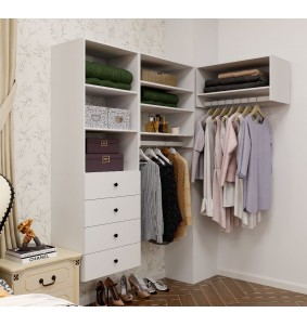 White Wood Modular Closet System 70.2'H x 85.8'W x 16.19"D with 7 shelves and 4 drawers