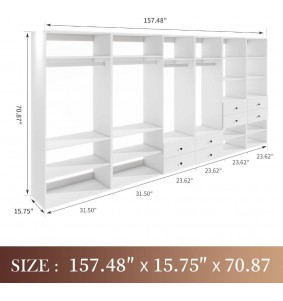 Closet Organizers and Storage, Wardrobe Closet Organizer System with Closet Drawers, Clothes Organizer with Closet Shelves Wall Mounted