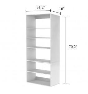 71" High Closet Organizer System with 6 Closet Shelves, Walk-in  Wooden Clothes Organizer, Armoire Wardrobe Closet System,White