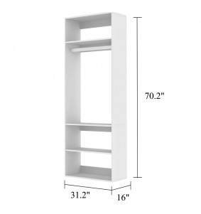 Morden Closet Organizer System with 3 Closet Shelves, Walk-in  Wooden Clothes Organizer, Armoire Wardrobe Closet System,White