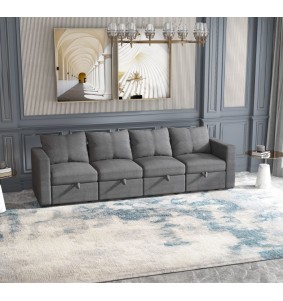  Modular Sectional Couch 4-Seater Sectional Couches with Storage Sectionals Modular Sofa Sectionals Couch for Livingroom,Gray