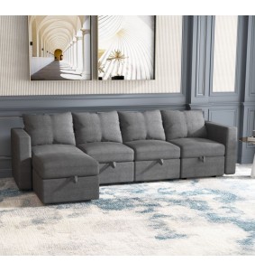 Modular Sectional Sofa with Ottoman Sofa Sectionals Comfy Sofa Sectional Couch for Livingroom Modular Sofa Couch Sleeper Sectionals Sofa ,Gray