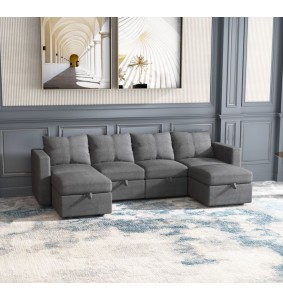 Livelylodge Modular Sectional Sofa with Ottoman Sofa Sectionals Comfy Sofa Sectional Couch for Livingroom Modular Sofa Couch Sleeper Sectionals Sofa,Gray